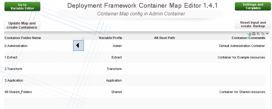 Deployment Framework Container Map Editor 1.4.1
