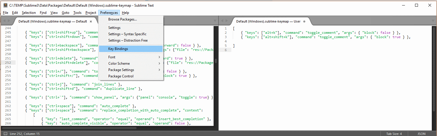 Sublime Key Bindings